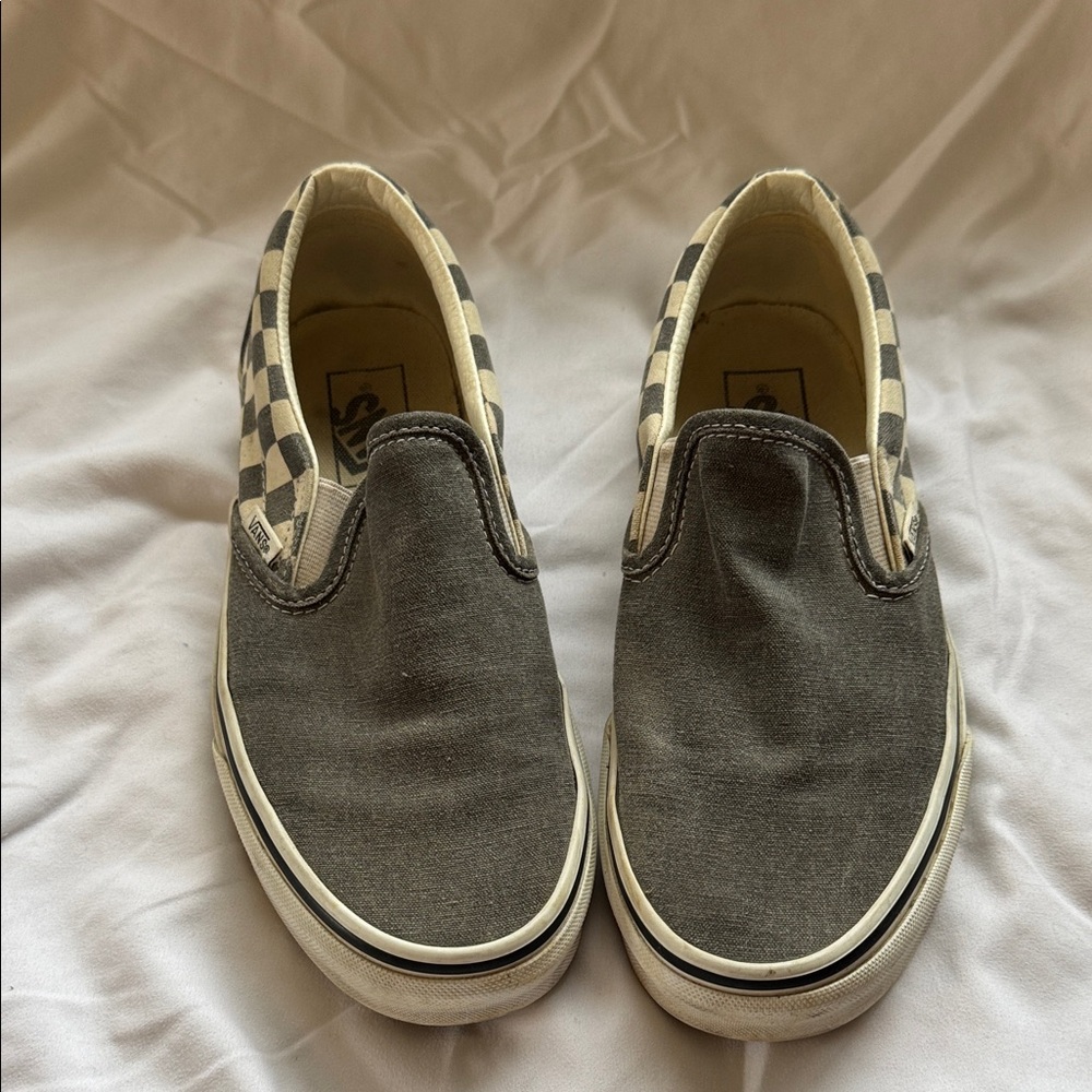 Vans Women Checkered Slip-On Black and Cream Sneakers
